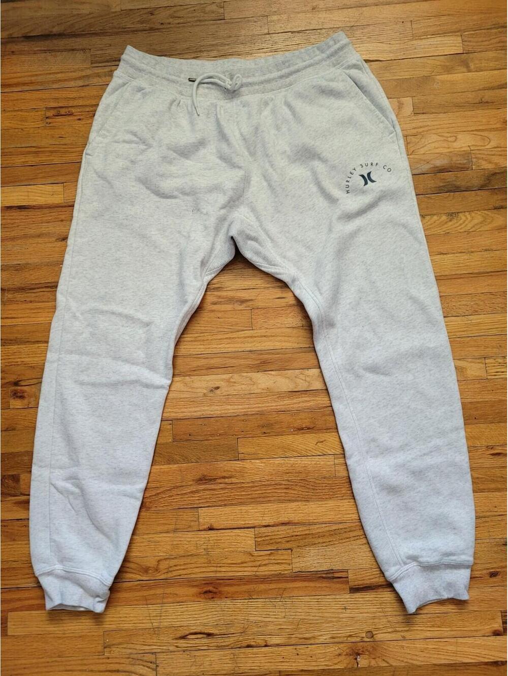 Hurley Surf Co Fleece Joggers Men 2XL White Gray Sweatpants Athleisure Comfy